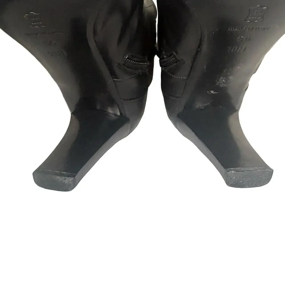 Vintage Via Spiga Black Leather Corset Detail Ankle Boots 10M